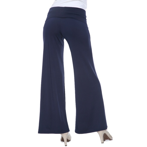 Palazzo Pants-550/navy FOLD DOWN WAIST WIDE LEG - Picture 3 of 4